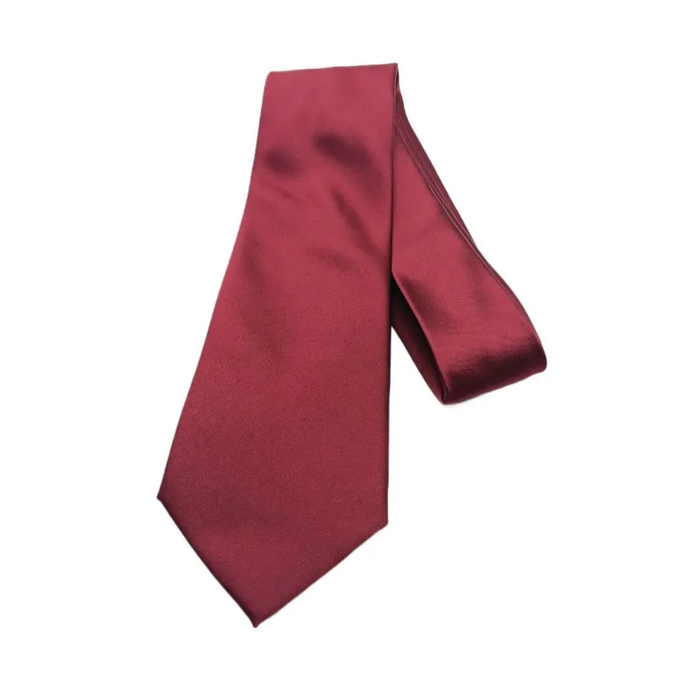 Brand Q Burgundy Tie Mens 61” Solid Microfiber Designer Classic Corpcore New